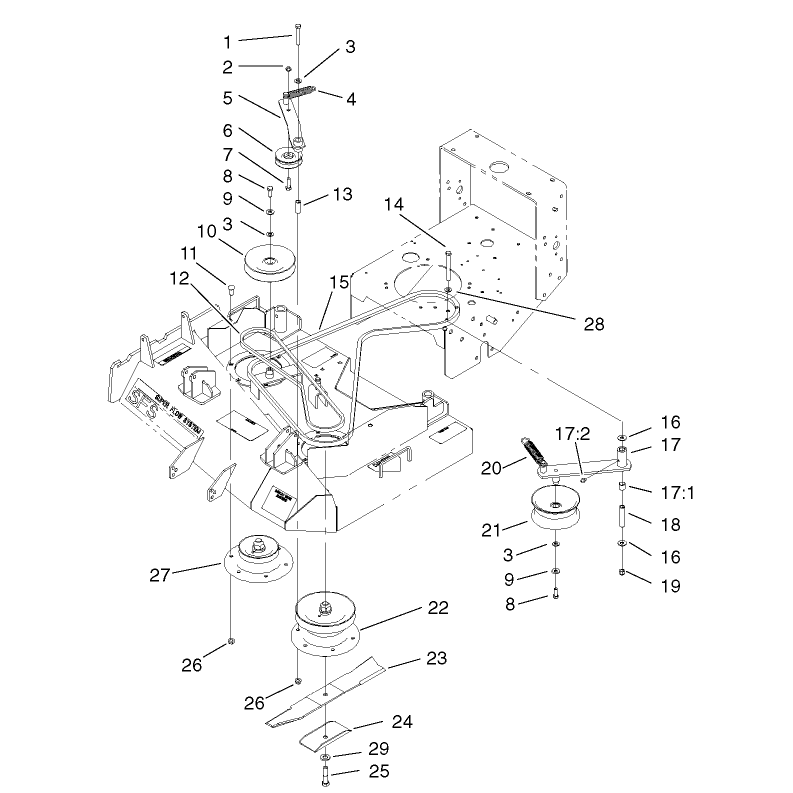 Spindles Pulleys and Belts Assembly