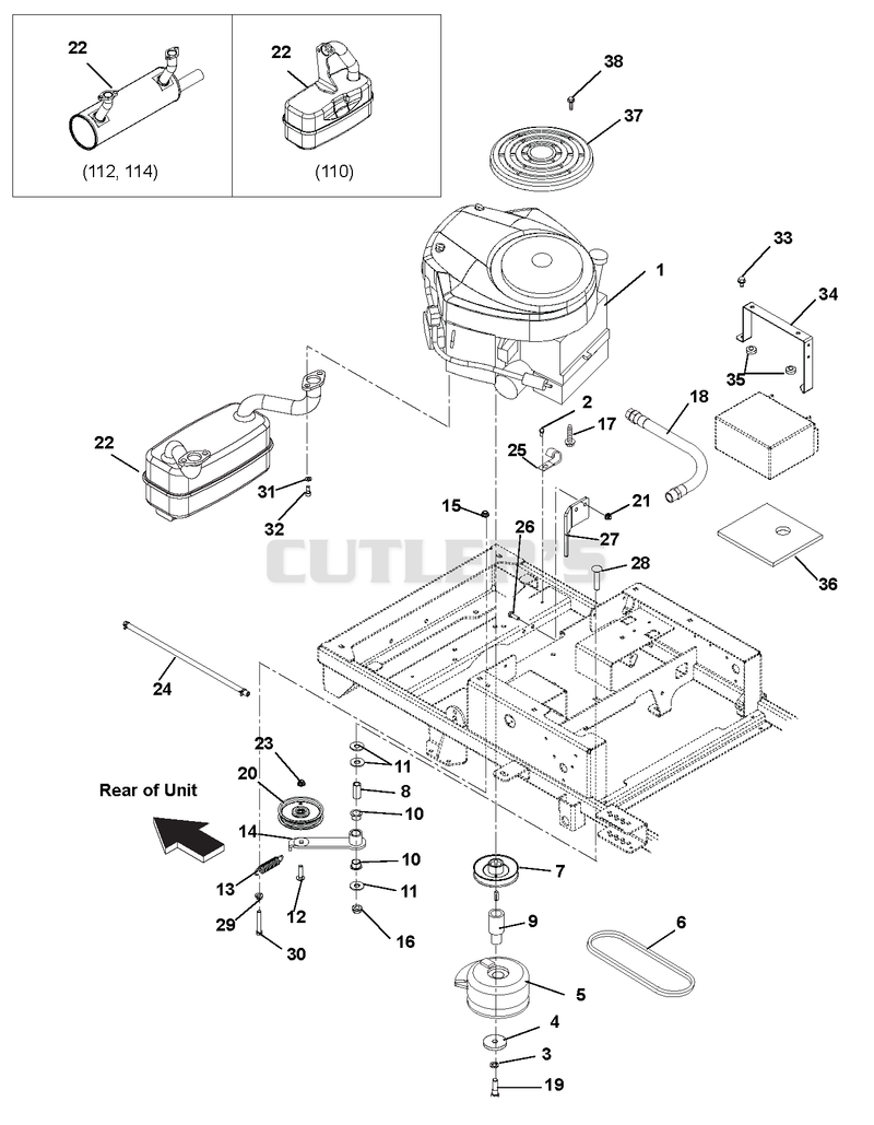 Engine, Exhaust, Belts And Idlers