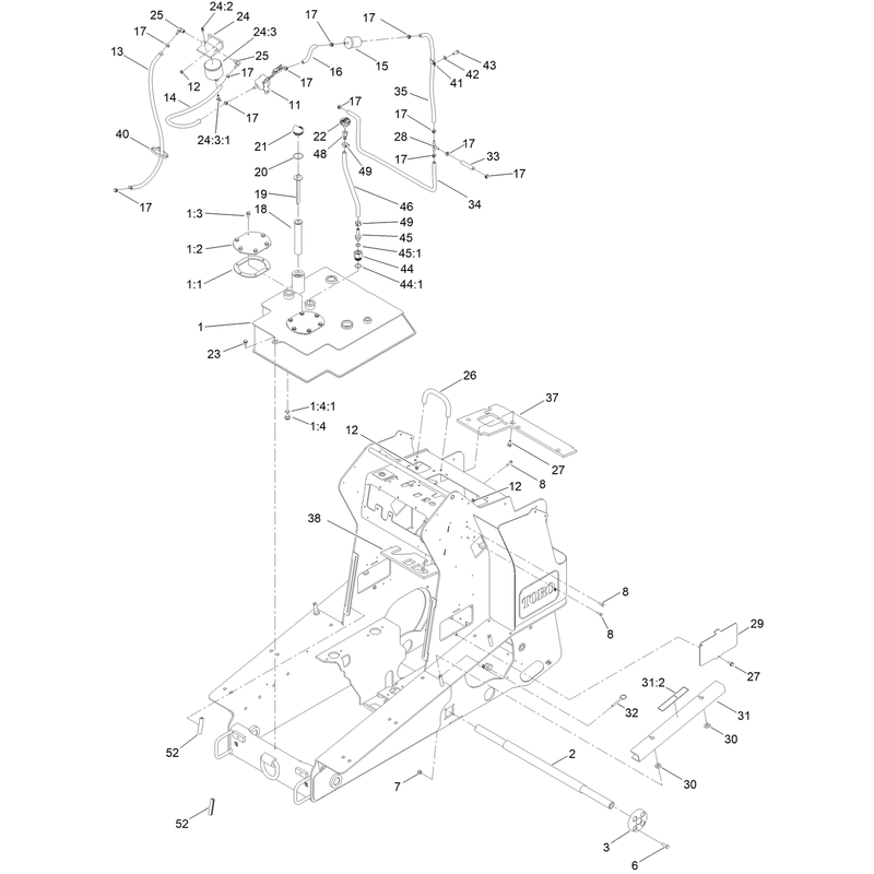 Hydraulic Tank and Track Shaft Assembly