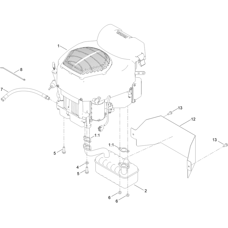Engine and Muffler Assembly