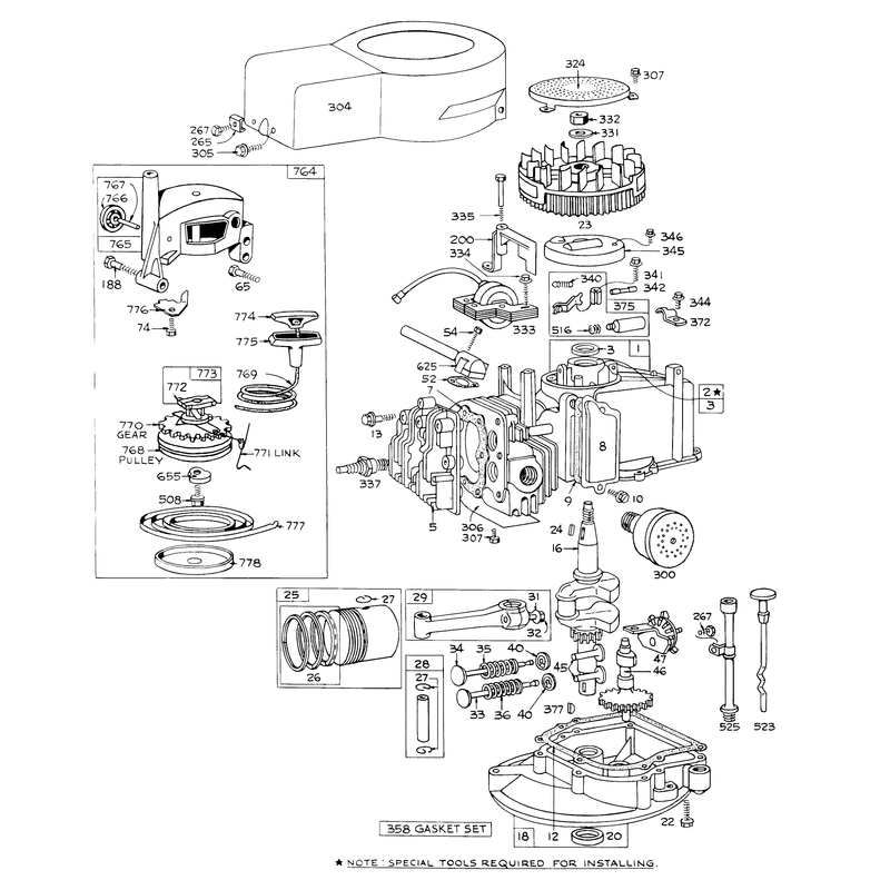 Engine Briggs and Stratton Model No 92908-1130-01 for 21in Self Propelled Model No 16222