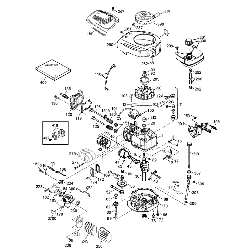 Engine Assembly Tecumseh Model LEV120-361561B