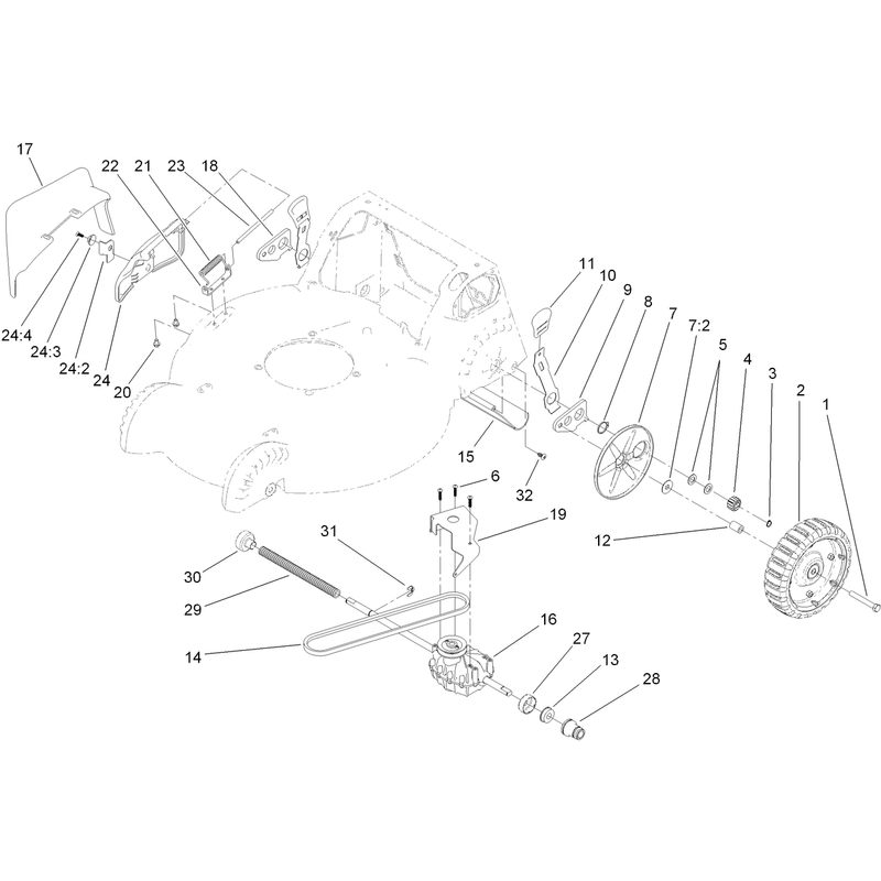 Disharge Door and Rear Wheel Assembly