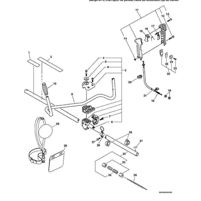 U-Handle, Stop Switch,Throttle Cable, Driveshaft
