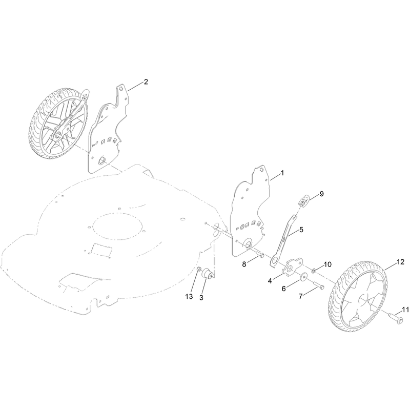 Rear Wheel and Height of Cut Assembly