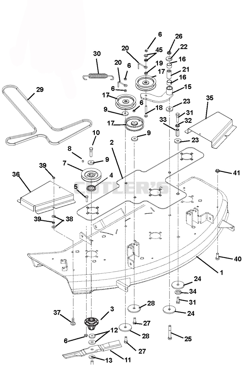 Mower Deck, Belt, Idlers And Blades