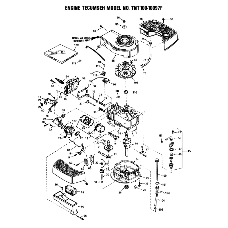 Engine Tecumseh Model No Tnt 100-10097f