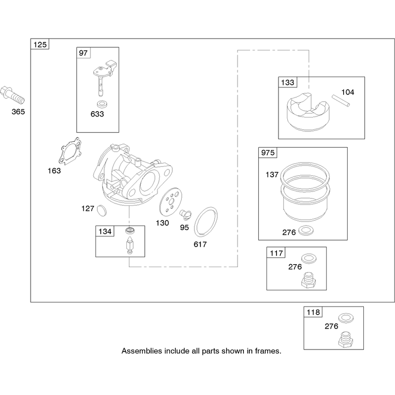 Carburetor Assembly Briggs and Stratton 125K02-0202-E1