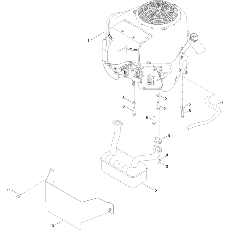 Engine and Muffler Assembly