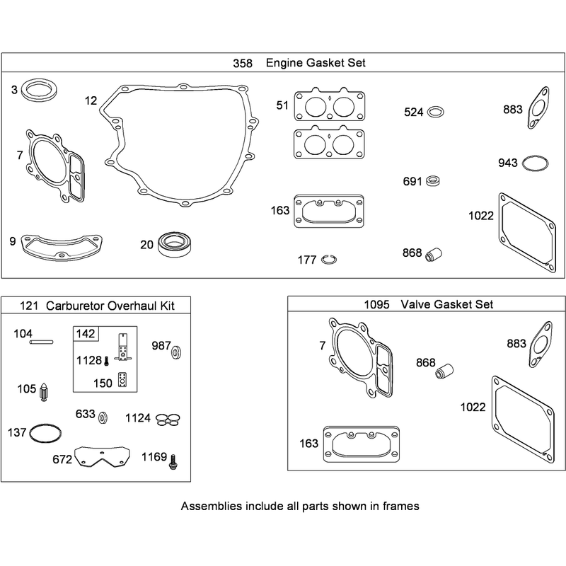 Engine Gasket and Carburetor Overhaul Kits Briggs and Stratton 407777-0550-E1