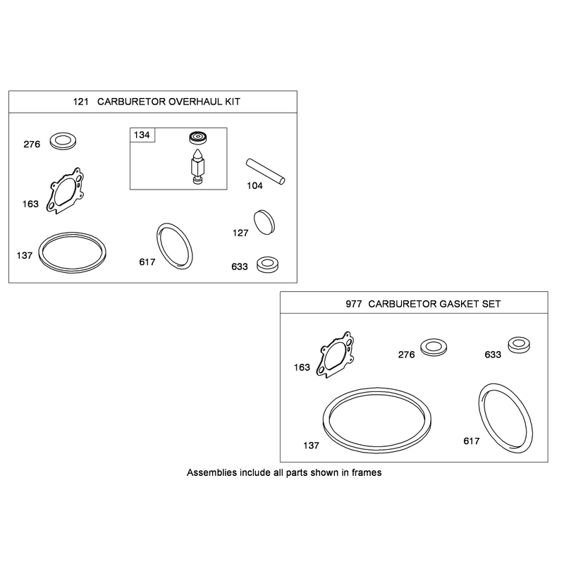 Carburetor Overhaul Kit Briggs and Stratton 124T02-0161-B1