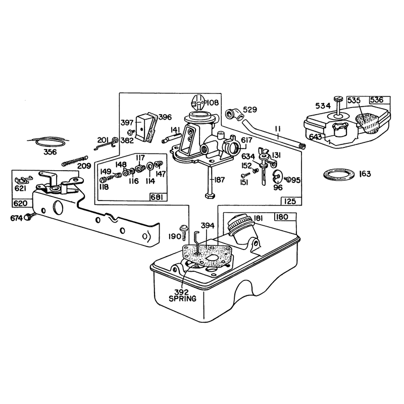 Briggs and Stratton Carburetor Assembly Model 92508-1000-01 for 19in Hand Propelled Model 16009
