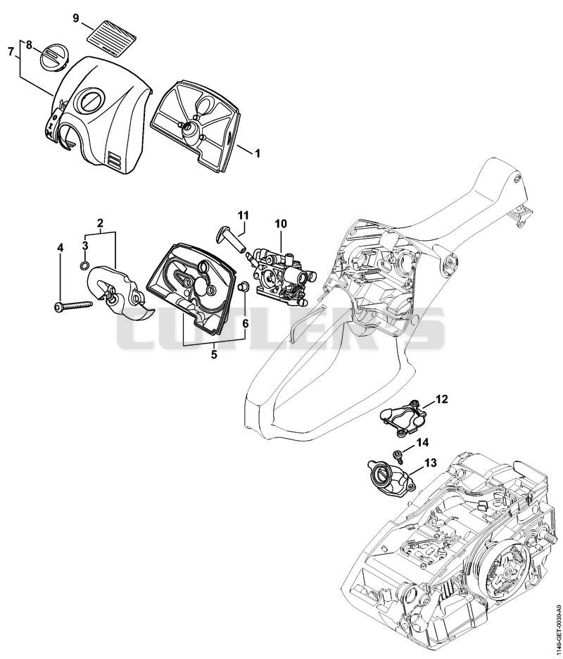 Air filter, Carburetor box cover