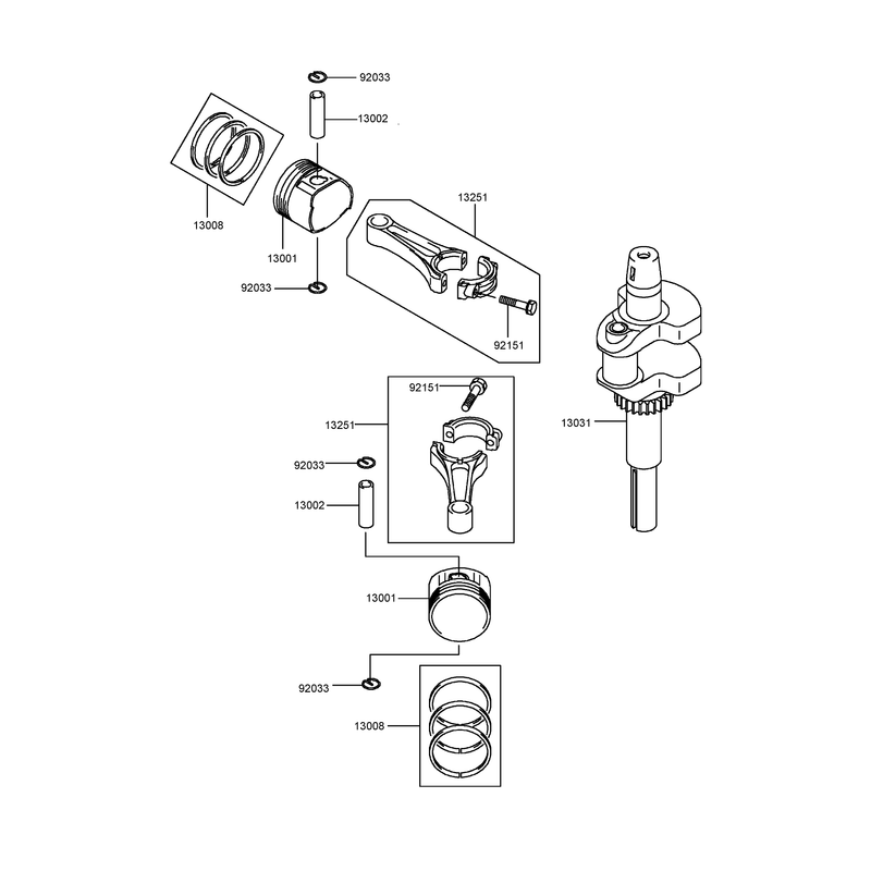 Piston and Crankshaft Assembly  Kawasaki FH541V-BS23-R