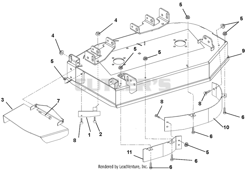 Deck, Discharge Chute And Baffles