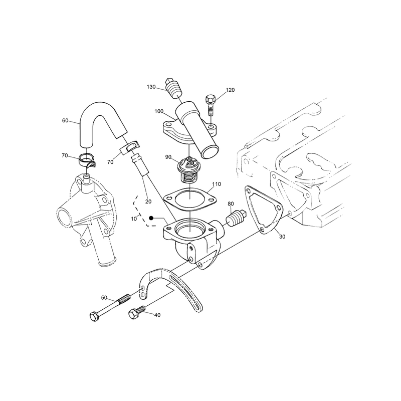 Water Flange and Thermostat Assembly