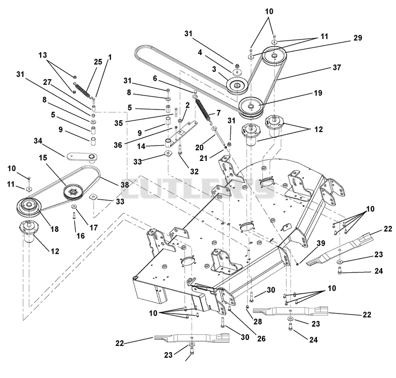 Belts, Spindles, Idlers And Blades - Side Discharge