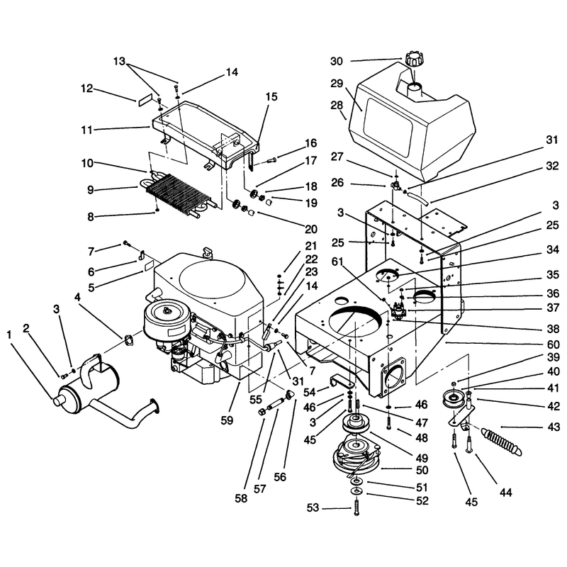 Frame Engine Fuel Tank Clutch and Cooler Ass Y
