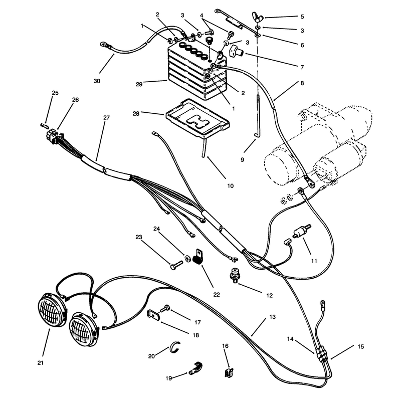 Battery and Headlights Assembly