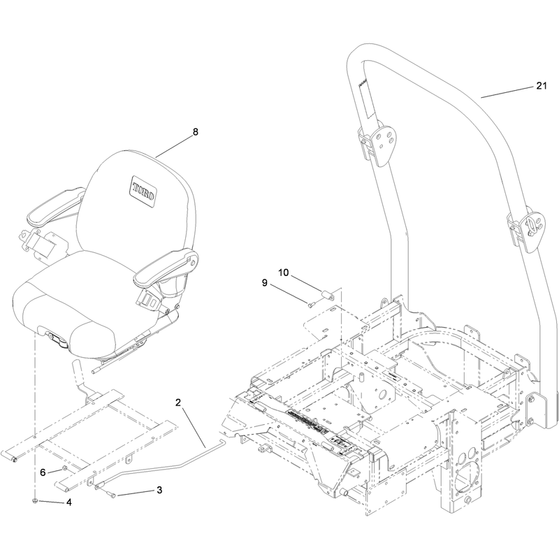 Seat and Roll Over Protection System Assembly