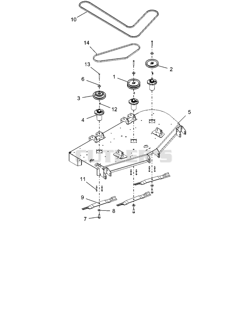 Deck, Belts, Spindles And Blades - 60"