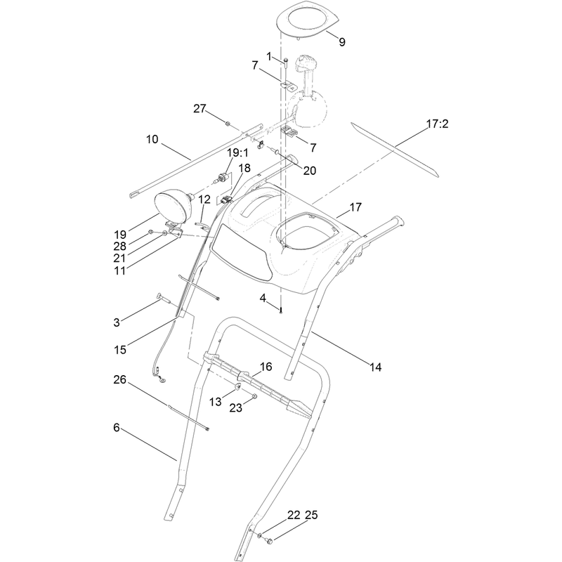 Lower Handle and Headlamp Assembly