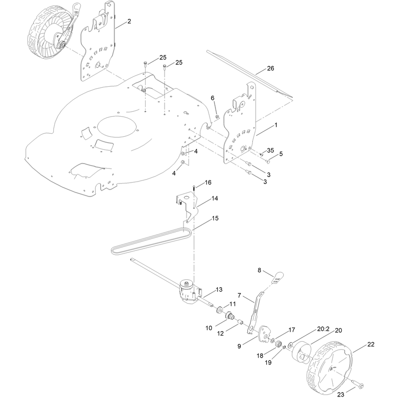 Rear Wheel and Height of Cut Assembly