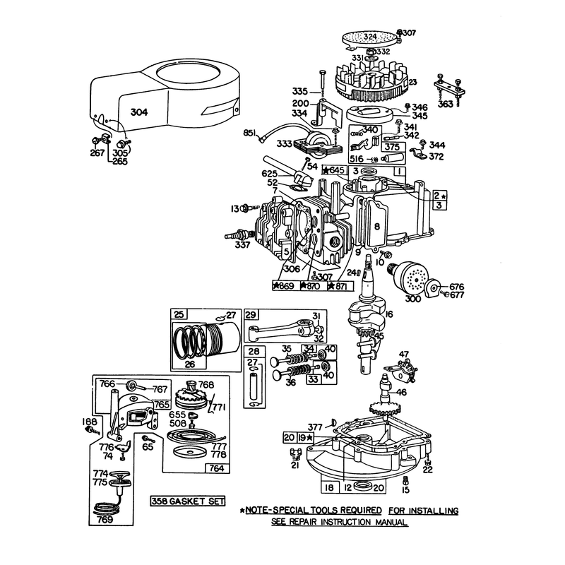 Engine Briggs and Stratton Model 92908-2052-02 Engine Briggs and Stratton Model 93508-0193-02