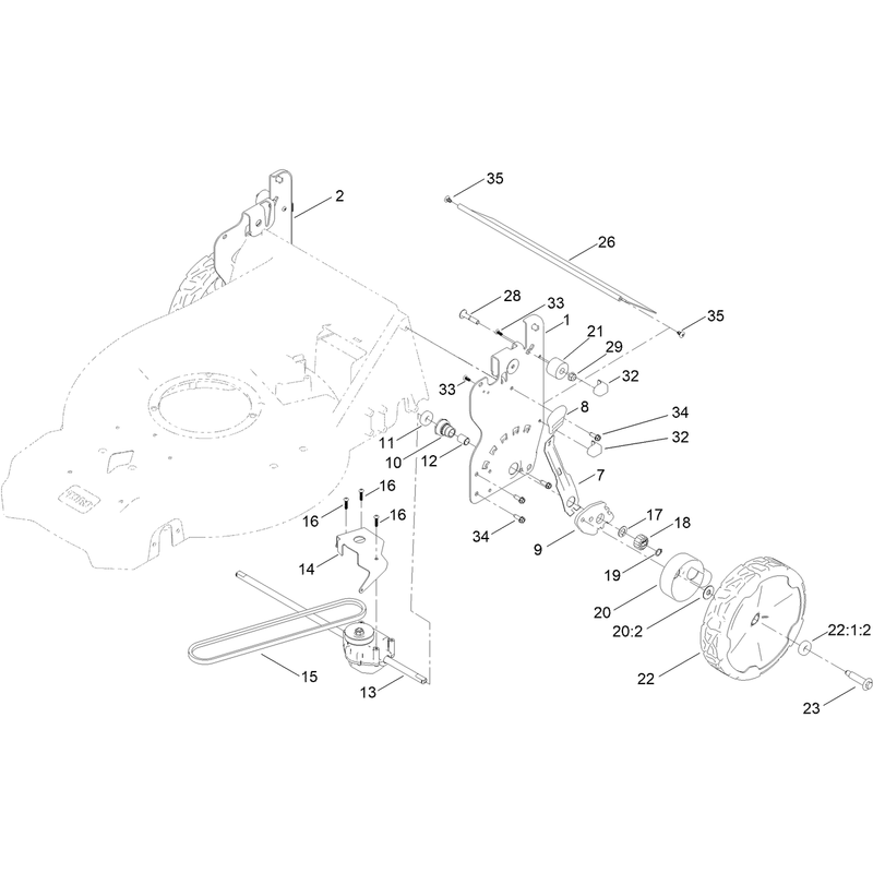 Rear Wheel and Height of Cut Assembly