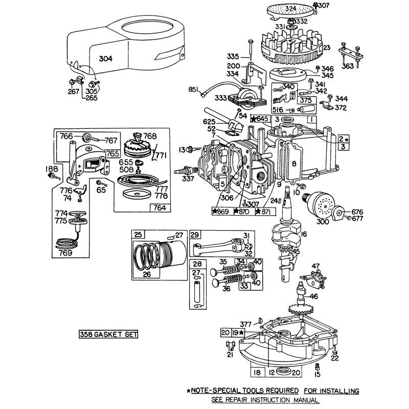 Engine Briggs and Stratton Model No 92908-2054-01