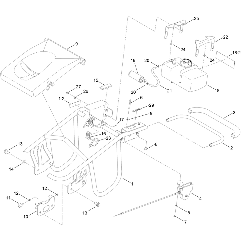 Frame Handle and Fuel Tank Assembly