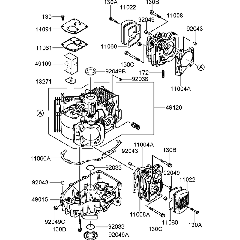 Cylinder and Crankcase Assembly Kawasaki FH541V-ES30