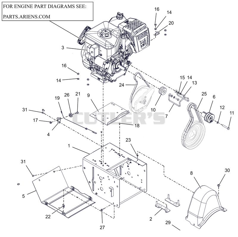 Engine, Frame and Belt Drive - 24"