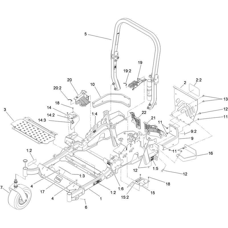 Front Frame and Caster Wheel Assembly