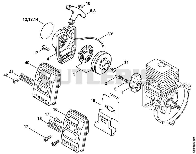 Rewind starter, Muffler
