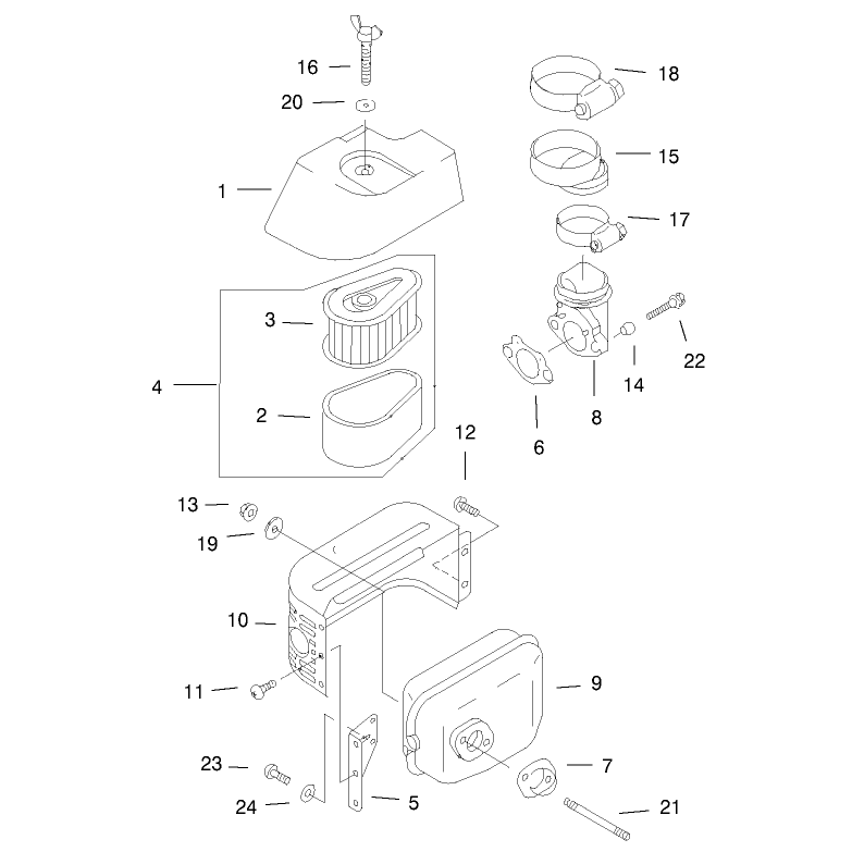 Air Filter and Muffler Assembly