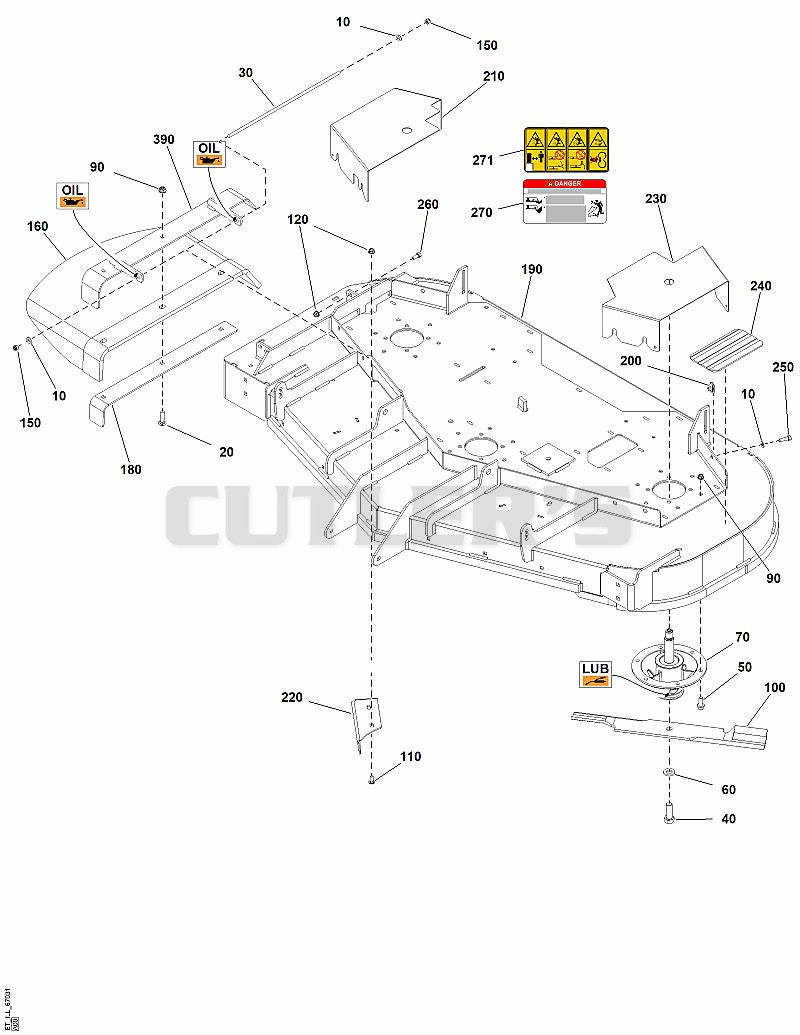 60" Mower Deck - Housing, Covers, Spindles and Blades