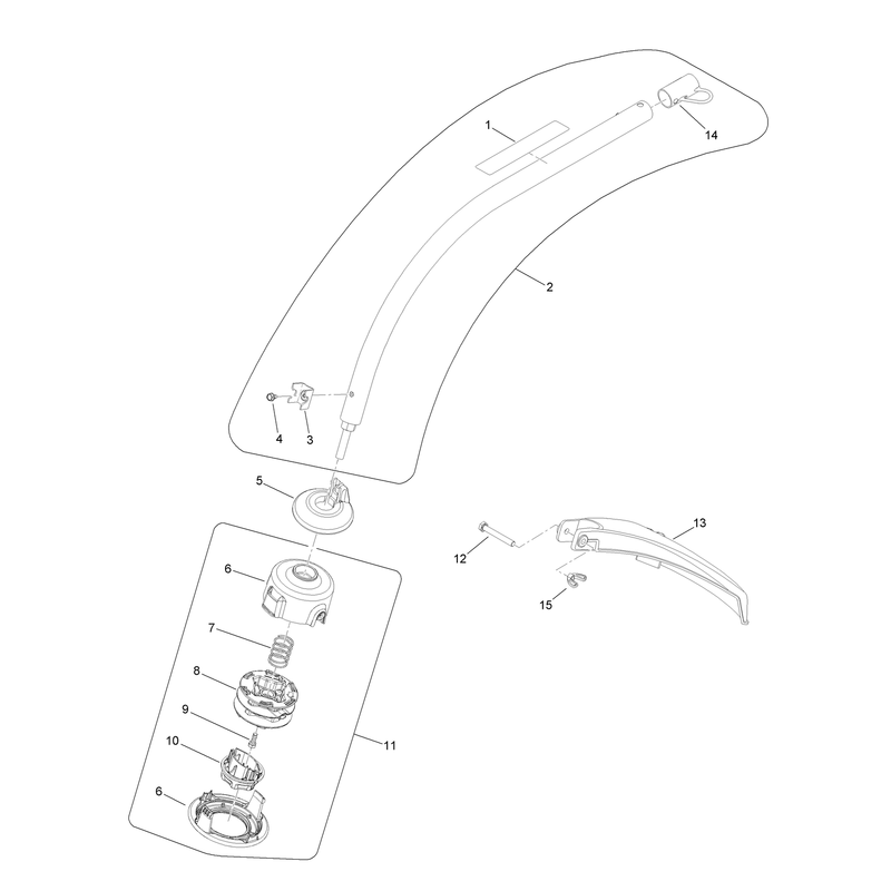 Trimmer Head, Shaft and Guard Assembly