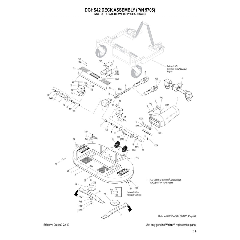 DGHS42 DECK ASSEMBLY (P/N 5705)