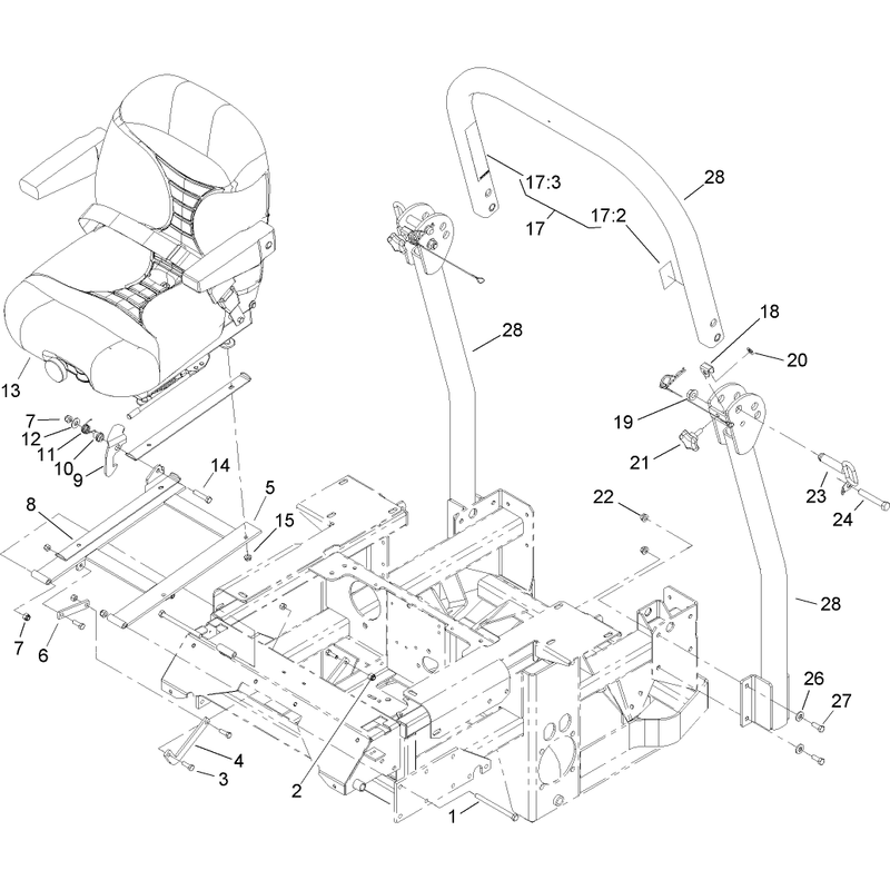 Seat and Roll Over Protection System Assembly