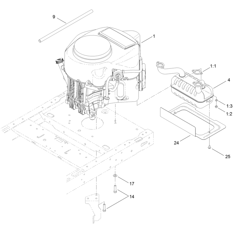 Engine and Muffler Assembly