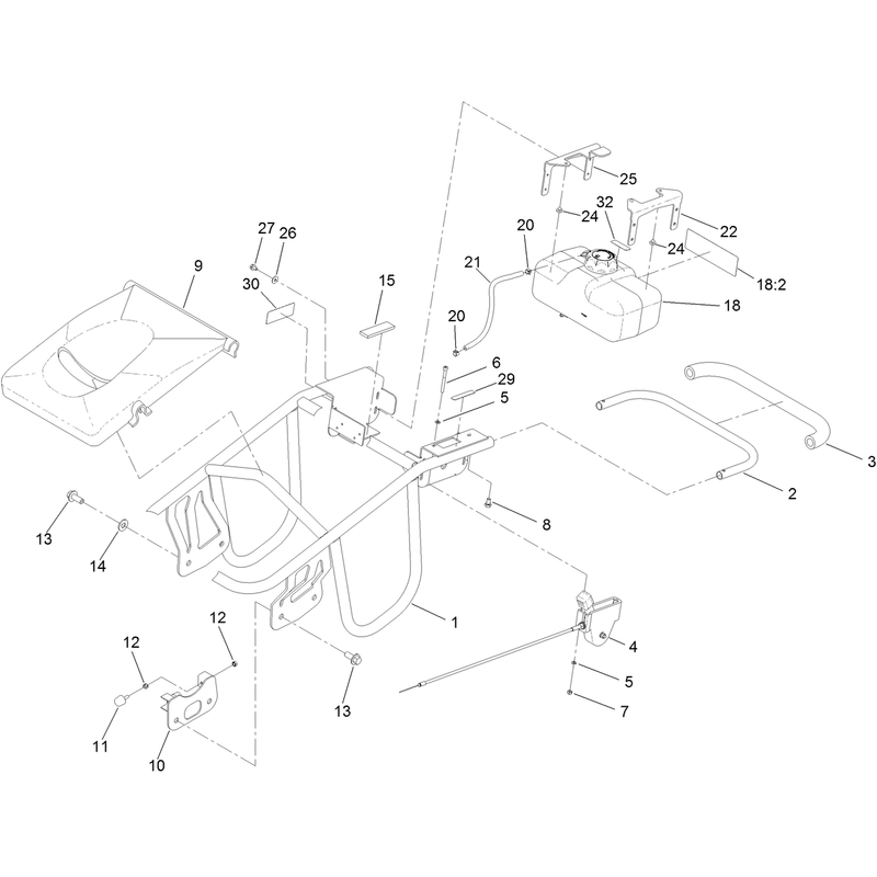 Frame Handle and Fuel Tank Assembly