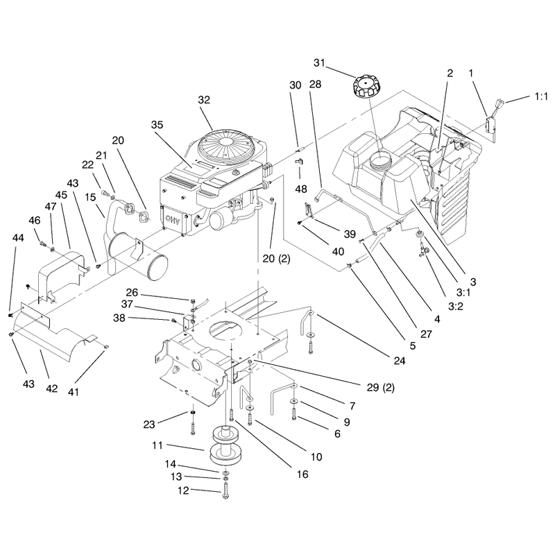 Engine and Gas Tank Assembly