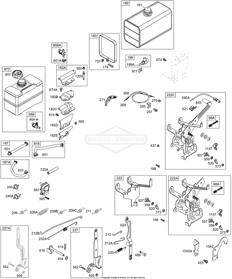 CONTROLS, SPRINGS, FUEL TANK, HOSES