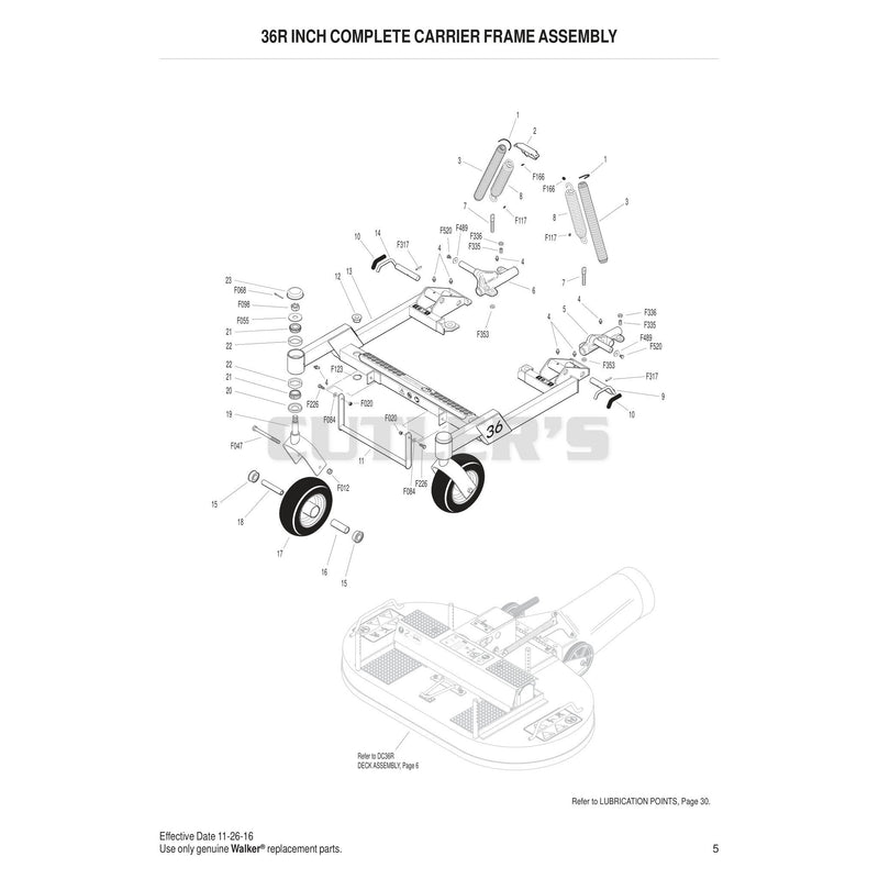 36R Inch Complete Carrier Frame Assembly