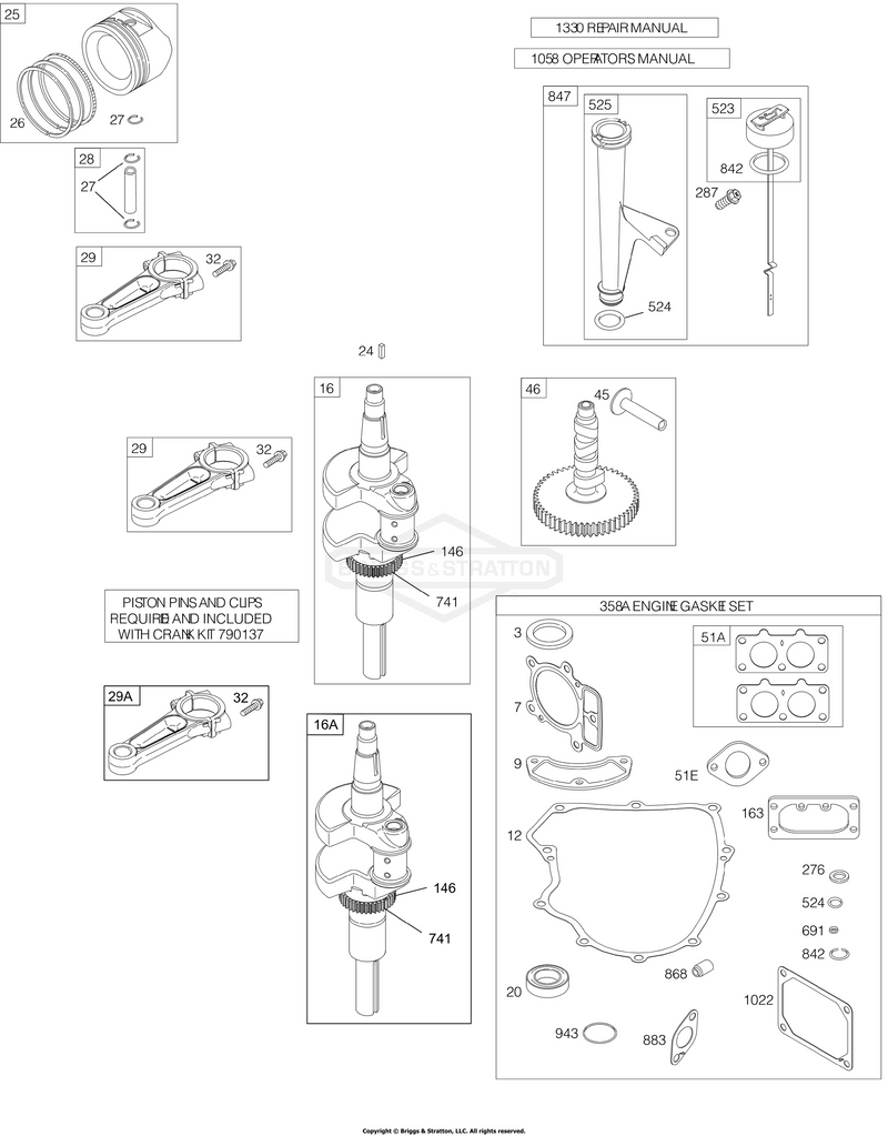 Camshaft, Crankshaft, Gasket Set - Engine, Lubrication, Piston, Rings, Connecting Rod