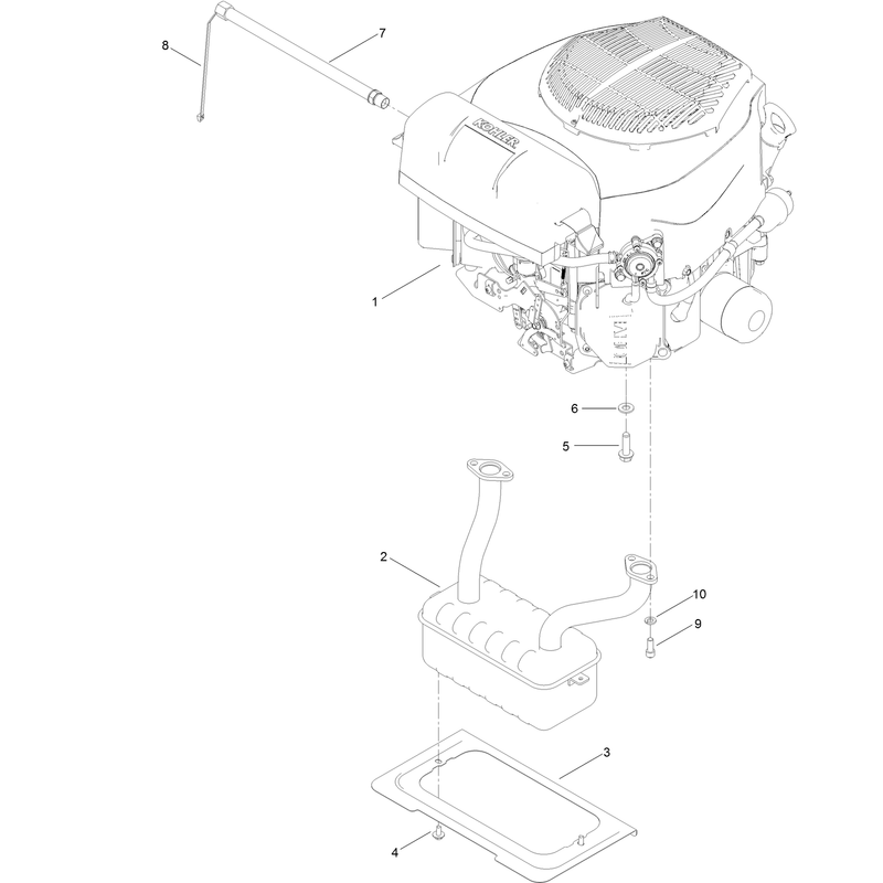 Engine and Muffler Assembly