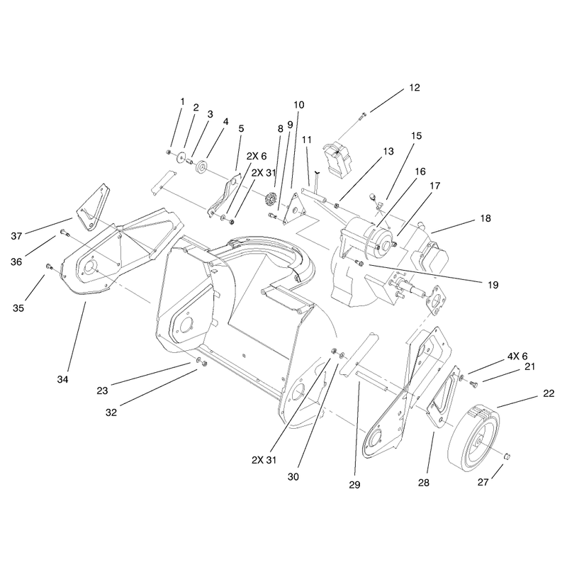 Engine, Side Plate and Wheel Assembly