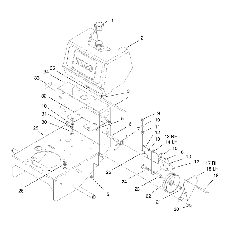 Fuel Tank and Idler Bracket Assembly