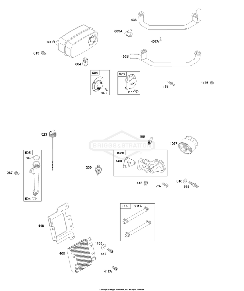 Exhaust System, Oil Lubrication, Filter, and Cooler